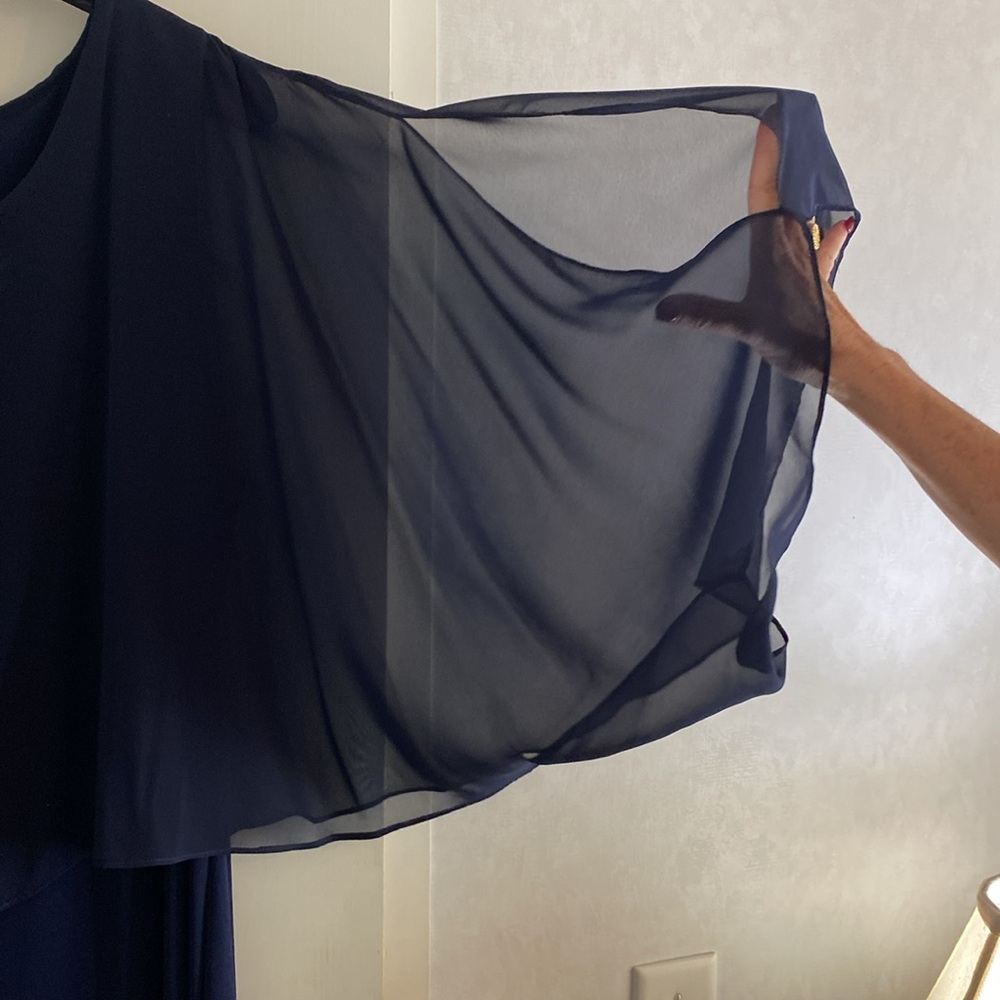 Glamour Deep Blue Asymmetrical Dress - Picture 3 of 10